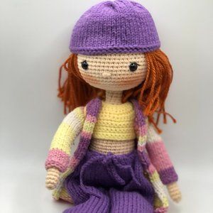 11 1/2 Inch Knitted poseable doll.